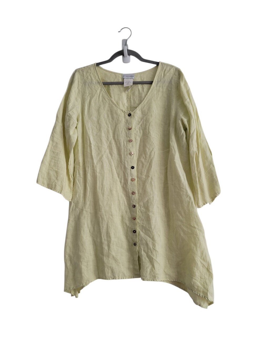 Soft Surrounding 100% Linen Yellow Button Front Tunic Shirt Size Medium Summer